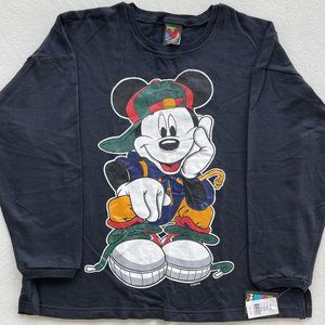 VTG 1990’s Gangster Hipster Mickey Mouse Crewneck Sweater Deadstock Disney Sz XL